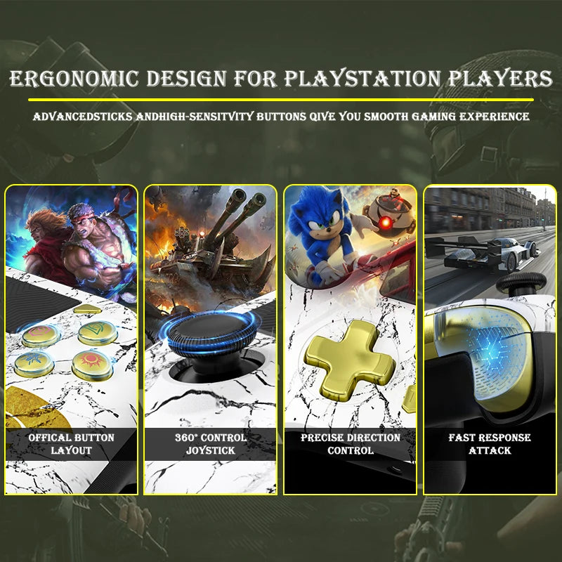 Controller For PS5 Console Steam/PC Wireless Gamepad Game Control Handle Rocker 6-Axis Gyro 3 Level Vibration W/ Turbo Touchpad