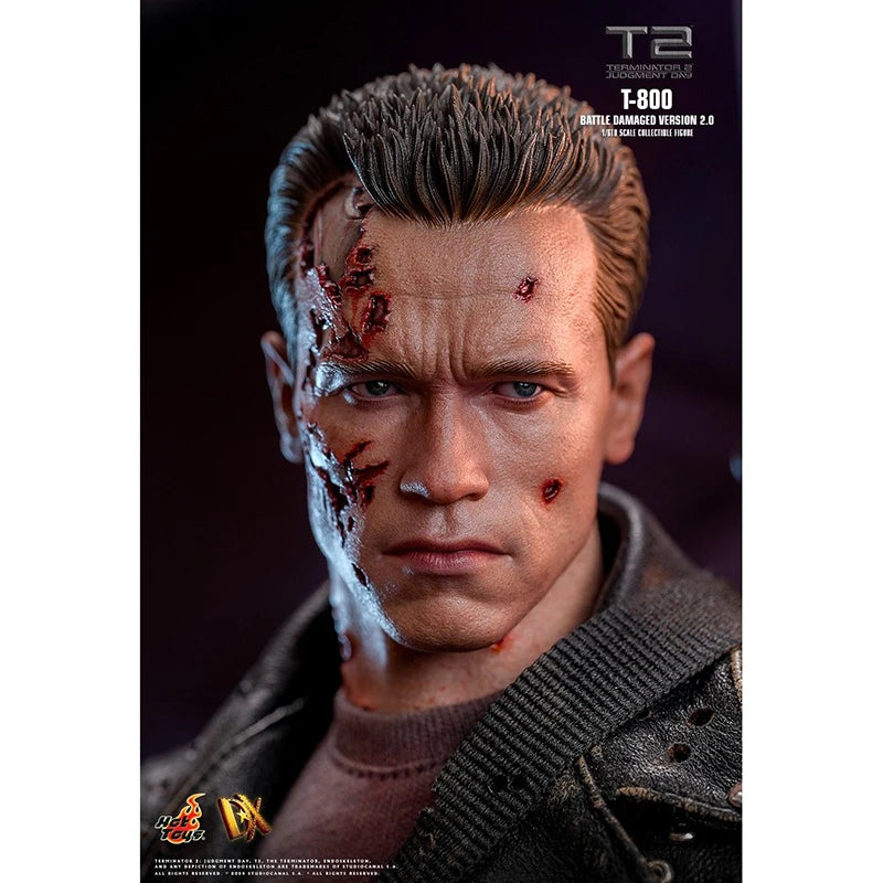 Original Hot Toys HT DX46 1/6 Terminator 2 Judgment Day T-800 Battle Damaged Version 2.0 In Stock Anime Action Collection Figure