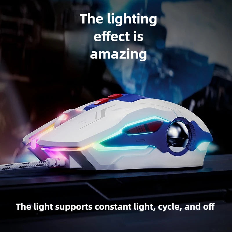 W9P Wired Gaming Mouse with Adjustable 6-level 12800DPI Macro Programming Breathing Lighting Ergonomics E-sports Game Mouse