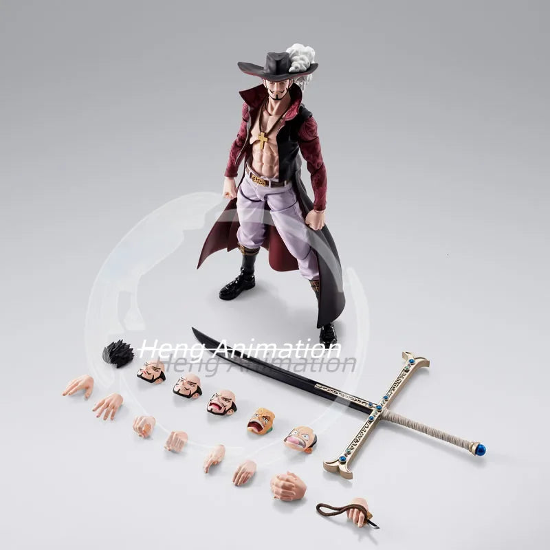 In Stock BANDAI Original Box S.H.Figuarts USOPP LUFFY Dracule Mihawk SHF Action Figure Model Toy Gift for Kid Foam Box Packaging