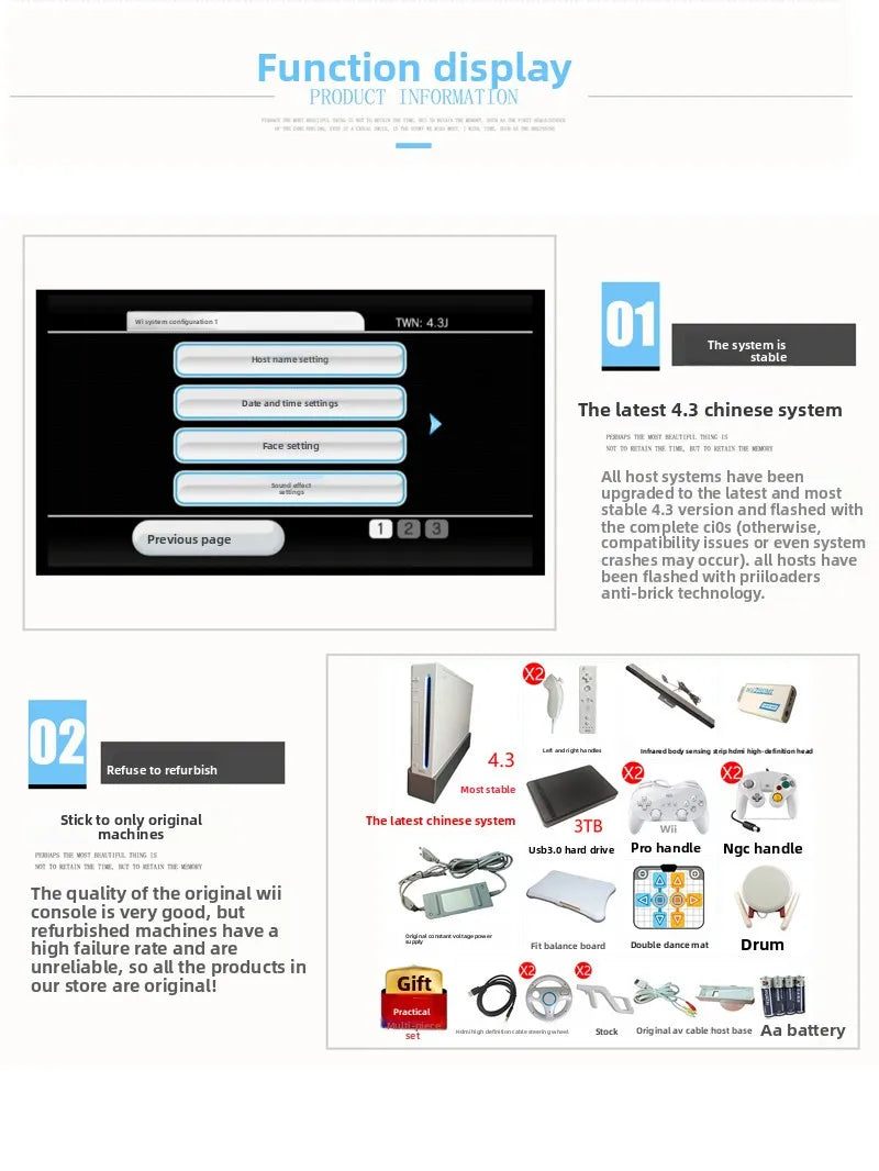 For Original Wii Game Console Made China Wii Logo Home Entertainment Fitness Parent-Child Enlightenment Somatosensory