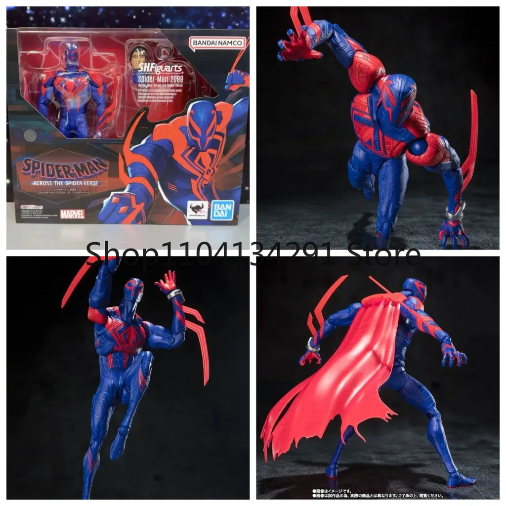 Original Bandai SHF Spider-Man 2099 Miguel O'Hara Across The Universe Movie Birthday Gift Toy Collectible Action Figure Model