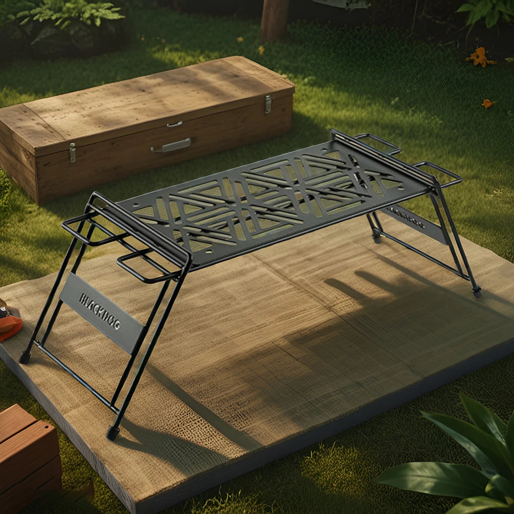 Mini-Campingtisch, Multifunktions-Grillzubehör-Regal, tragbares trapezförmiges Hängegestell für Camping-Picknick