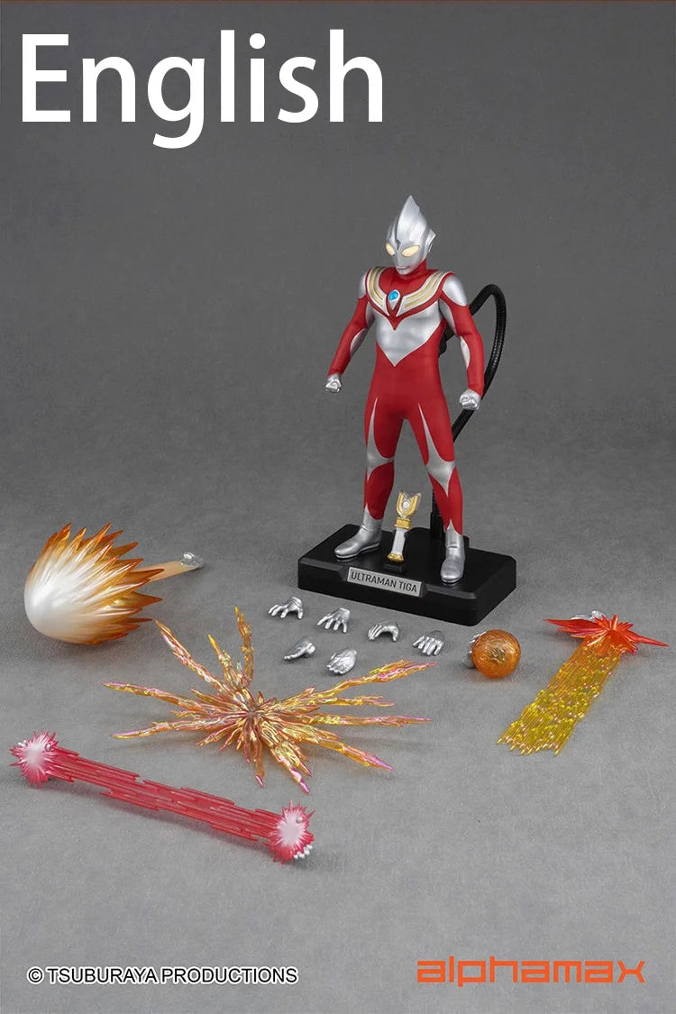 In Stock Alphamax Ultraman Tiga POWER TYPE Model Action Figures Model Collection Model Toy Cloth Clothes Red ver.