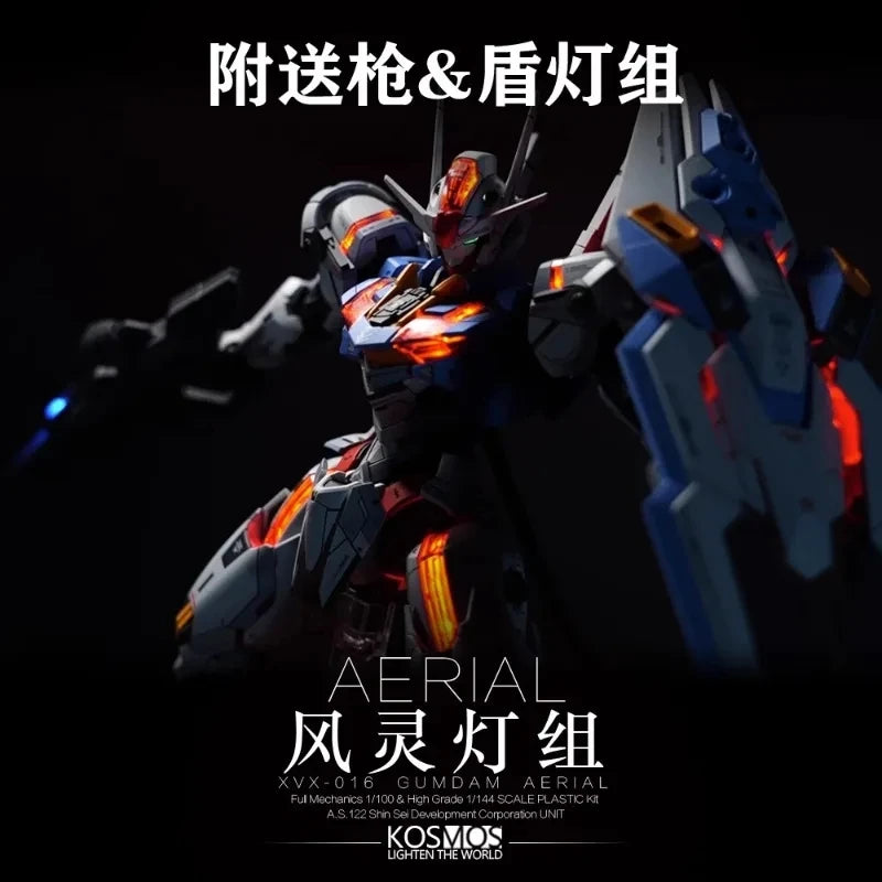 KOSMOS Light The World FM 1/100 AERIAL GUNDAM Funnel Rgb Led Matrix Illusory Color Lamp Group Action Toy Figures Gift