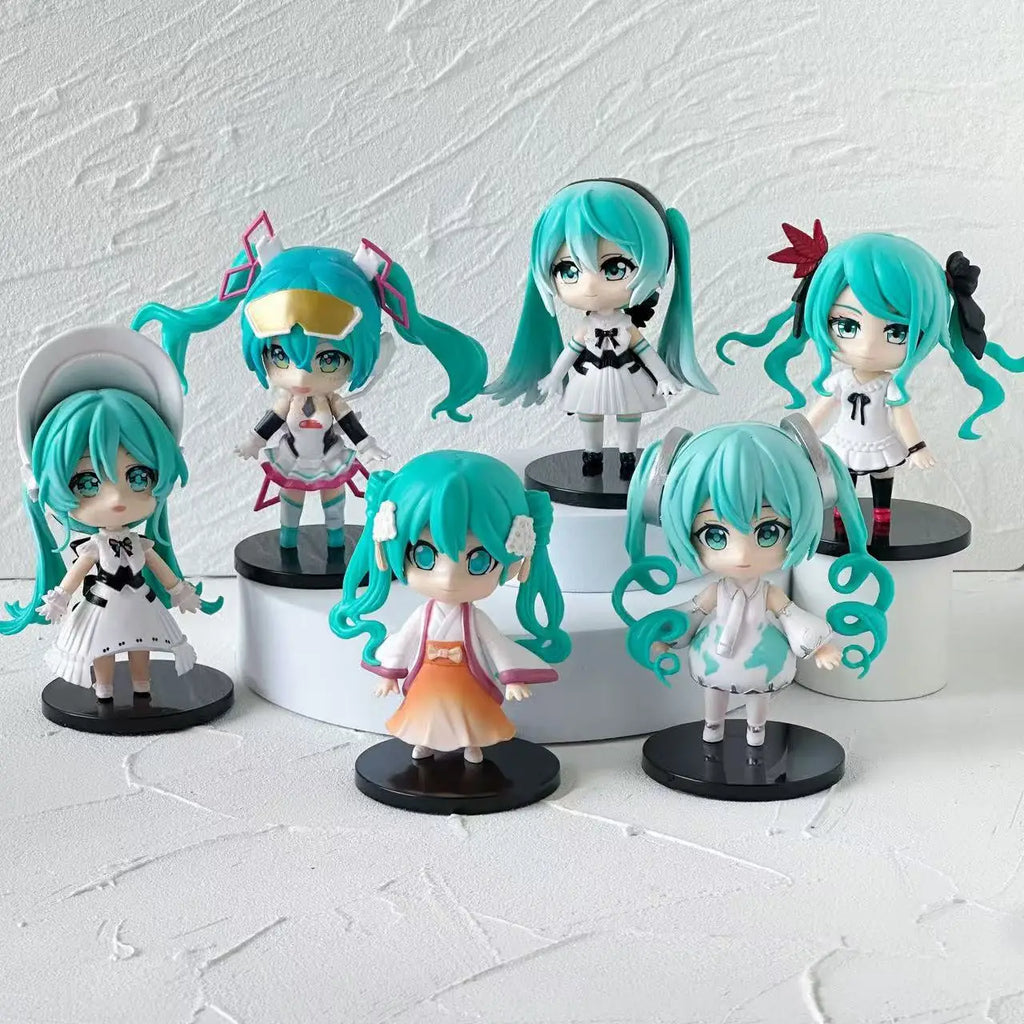 hatsune miku Q version figure cute anime girl model MIKU doll toy desktop gashapon ornament anime peripheral birthday gift 6pcs
