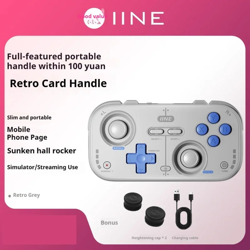 NEW IINE Palm-Sized Gamepads Wireless Bluetooth Retro Gaming Controllers 1000hz Hall Joystick Portable Android Ios Phones Pc