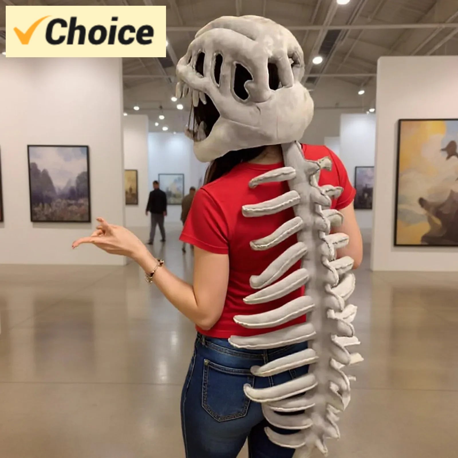 Dinosaurier-Skelett-Kostümmasken-Set – Plüsch-Kopfbedeckung und Requisiten für Halloween-Rollenspiele für Erwachsene/Kinder