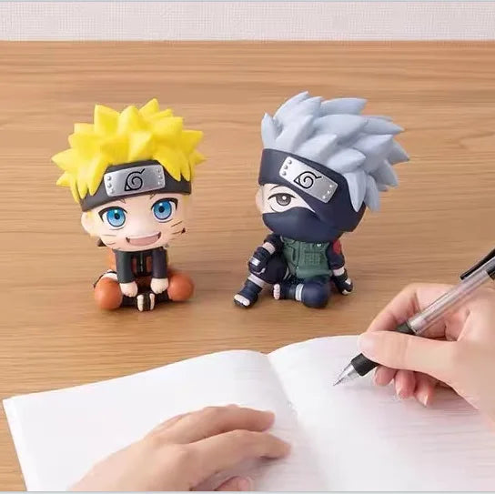 8cm Anime Sitting Naruto Kakasi Sasuke Animation PVC Plastic Model Collection For Fans Japan Figure Toys Christmas Gifts