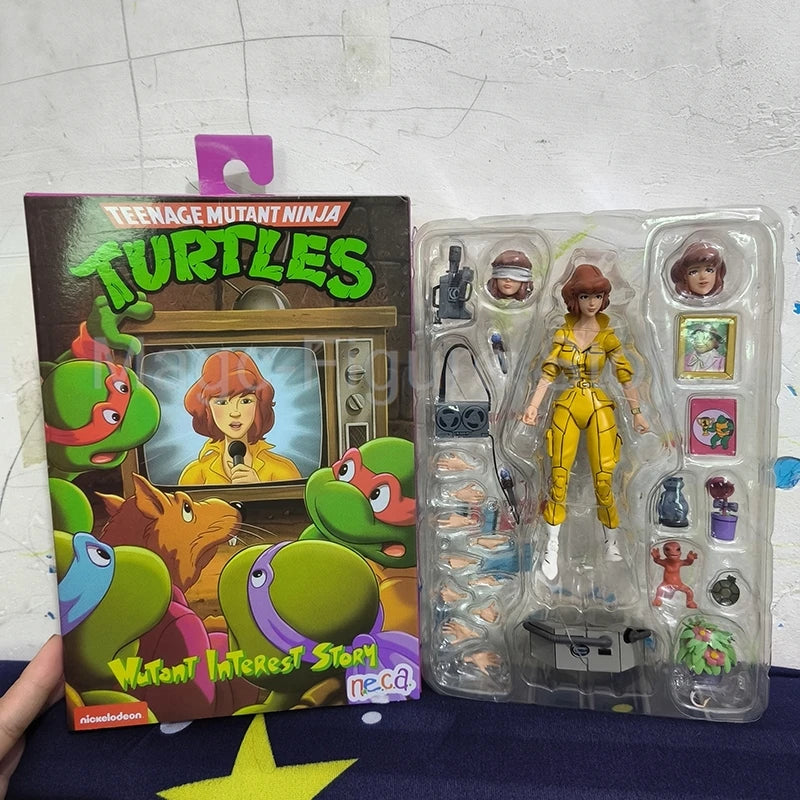 Neca Anime Yellow Clothes Female Reporter April O'Neil Action Figure Collection Model Toys Joint  Birthday Gift