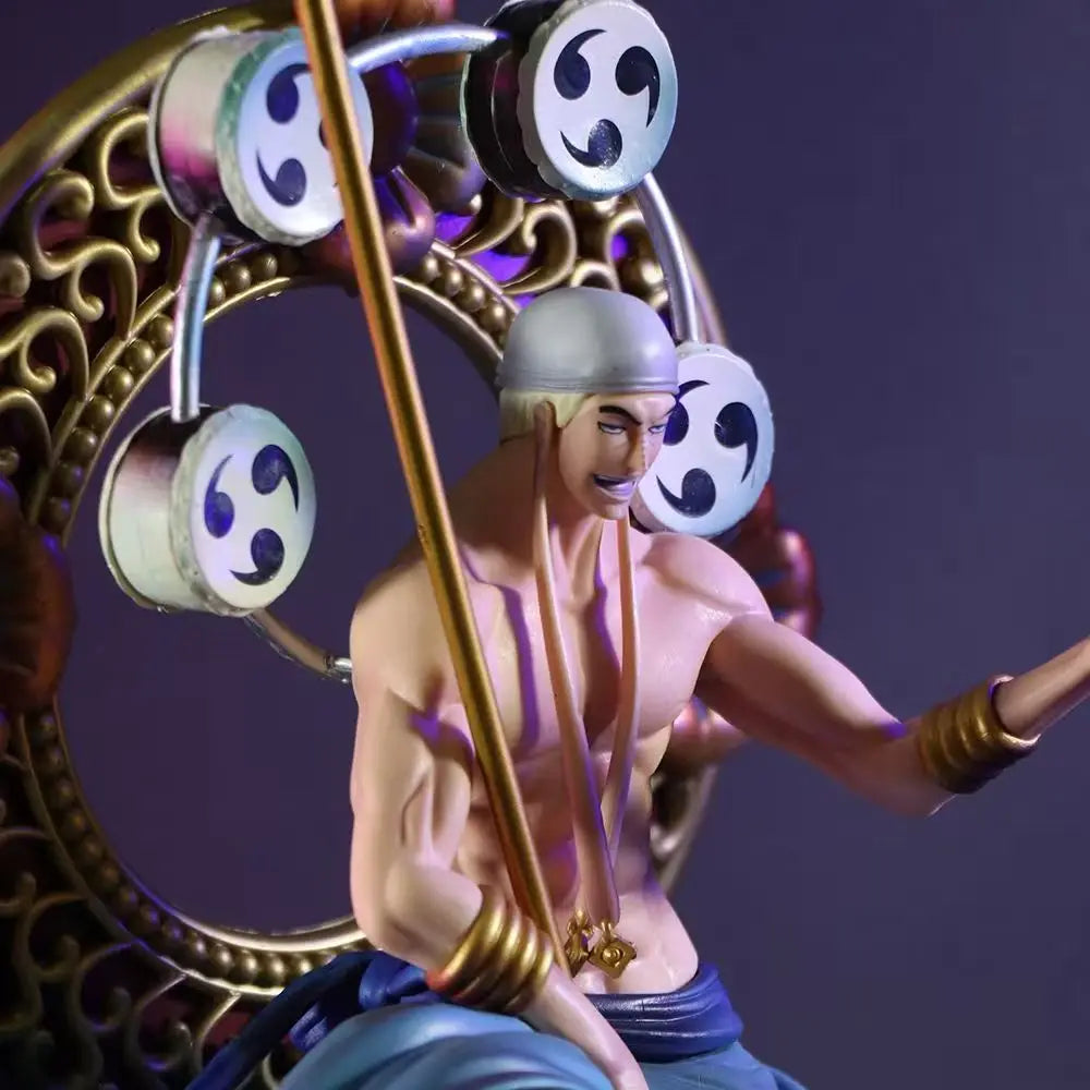 One Piece Anime 39cm Thunder God Enel Sitting Action Figure PVC Statue Model Boys Collection Toys Desktop Ornament Gifts