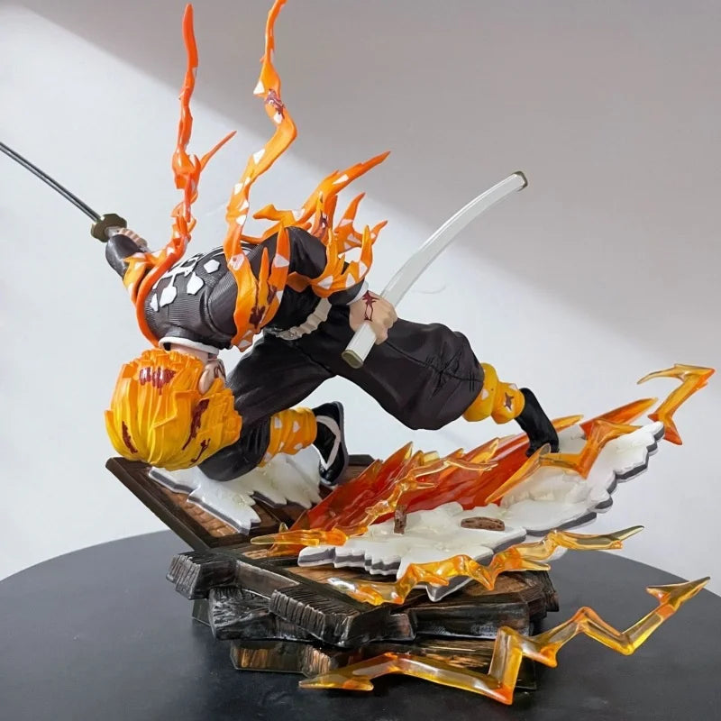 Hot Demon Slayer Zenitsu Thunder Breathing Action Figure Tanjiro Nezuko Shinobu Pvc Demon Slayer Corps Statue Collectible Gifts