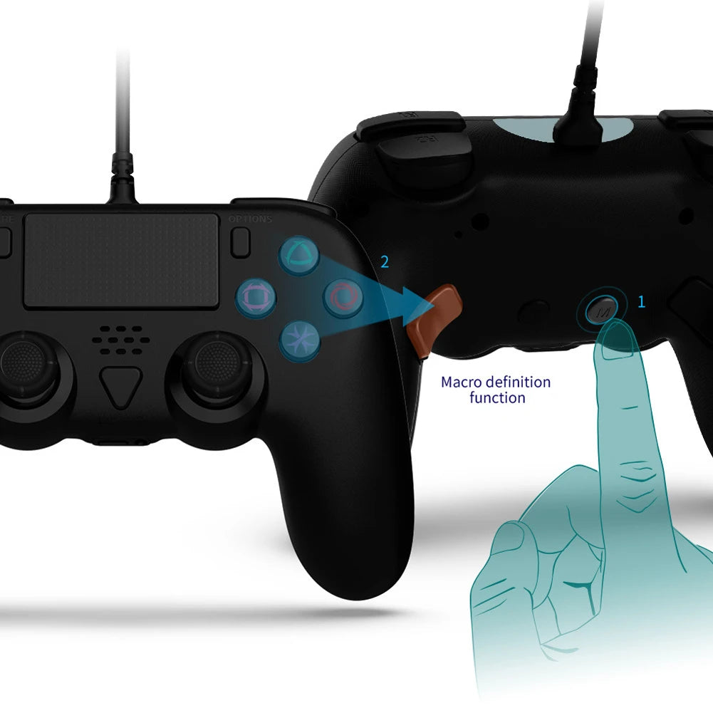 Kabelgebundenes Controller-Gamepad für PS5/PS5 Slim/PC mit Turbo/Dual-Vibration/6-Achsen-Gyroskop