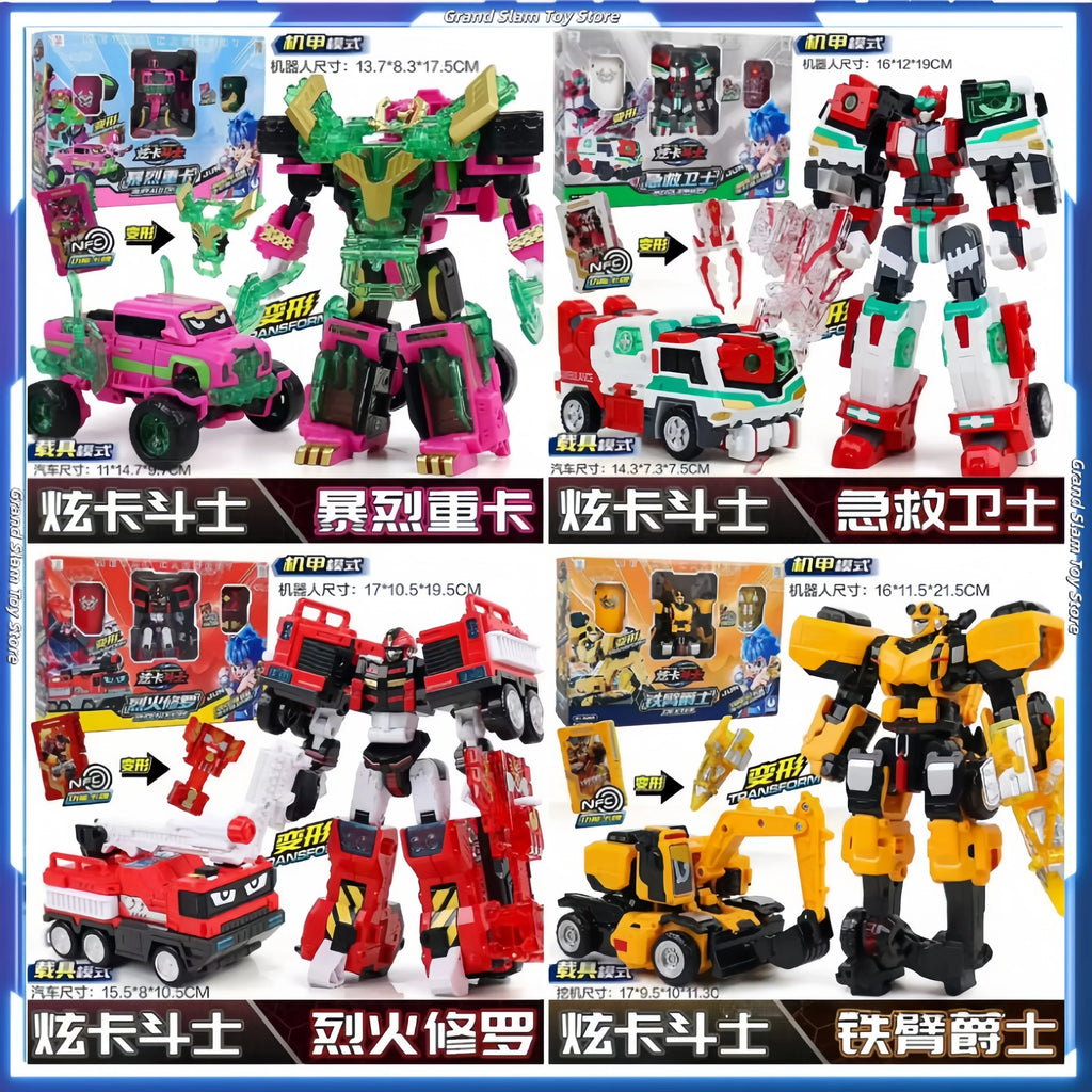 In Stock New Metal Cardbot Transforming Robot To Car Action Figures Blue Cop With Card Transformation Car Birthday Toy Gift