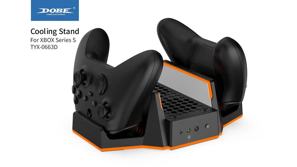 Dobe für Xbox Series S RGB Vertikaler Lüfterständer mit Dual-Controller-Ladegerät Akkupack Ladedock Xbox SS TYX-0663D