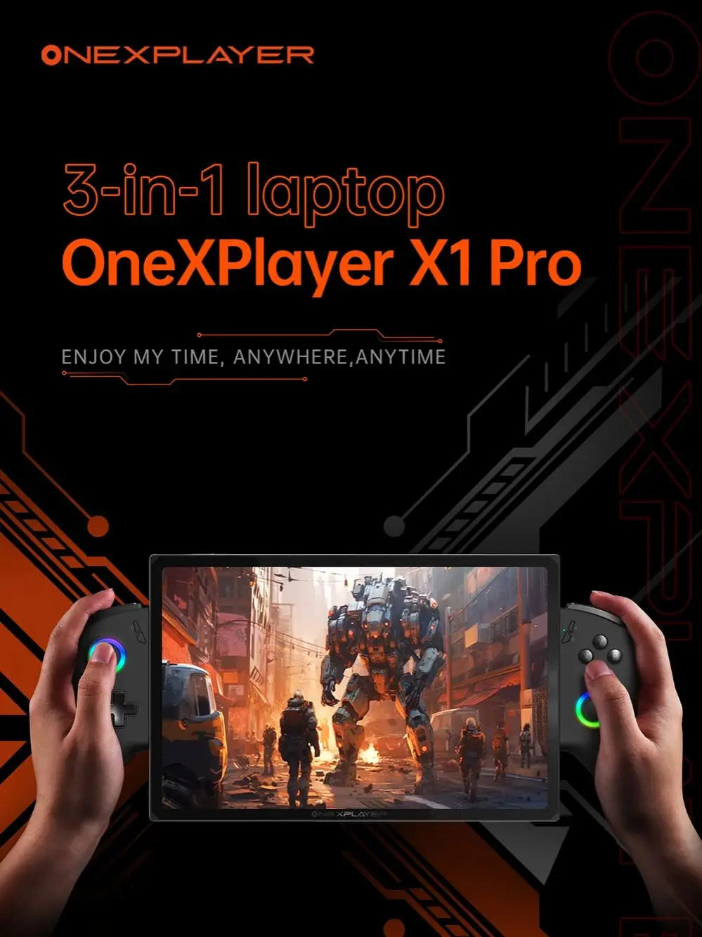 OneXPlayer X1pro AMD AI HX 370/8840U Onexconsole 10.95 Inch Qculink Laptop Replaceble D-PAD Wins Hello AI Camera Gaming Console