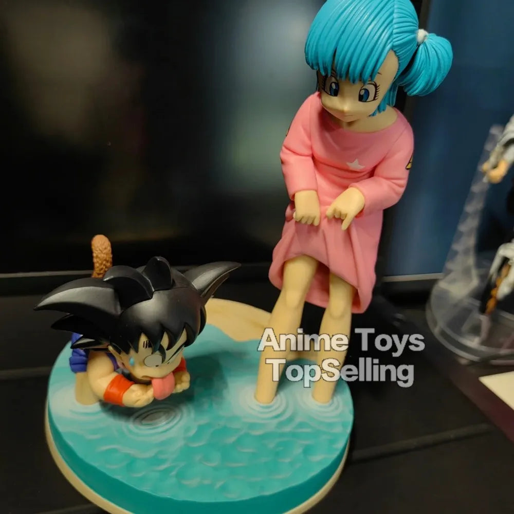 16cm Anime Dragon Ball Z Figure Goku And Bulma Figure PVC Statue Collectible Model Toys Gifts