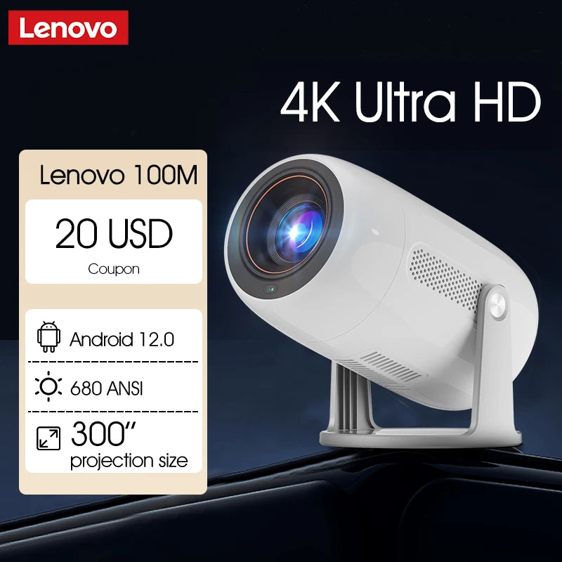Lenovo преносим 4K проектор 100M Android 12 WIFI 6 TOF No-Sense Auto Focus външен Full HD проектор видео филм домашно кино