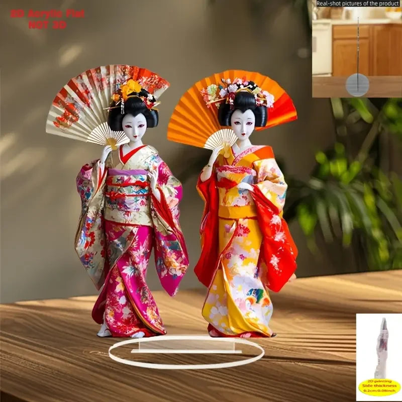 Traditional Japanese Geisha Lightweight Acrylic Statue Office Decor Or Japanese Themed Party Decoration