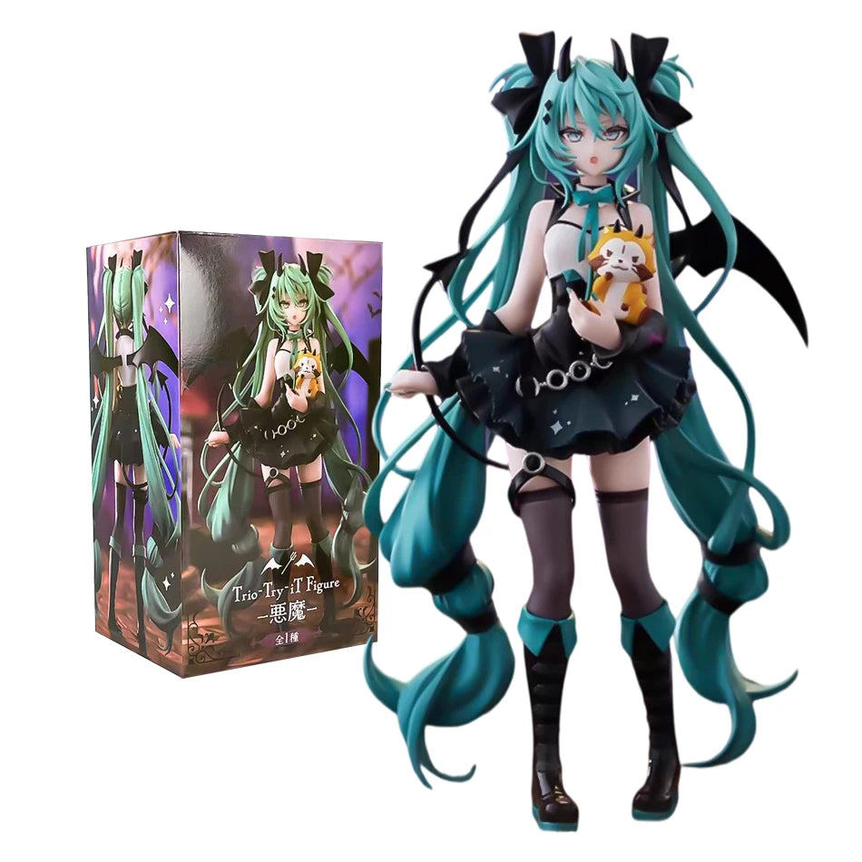 Anime Figur 19cm Kleiner Teufel Hatsune Miku Xiaoyuan Bär Niedliches Actionmodell PVC Spielzeugsammlung Desktop-Zubehör Geschenk