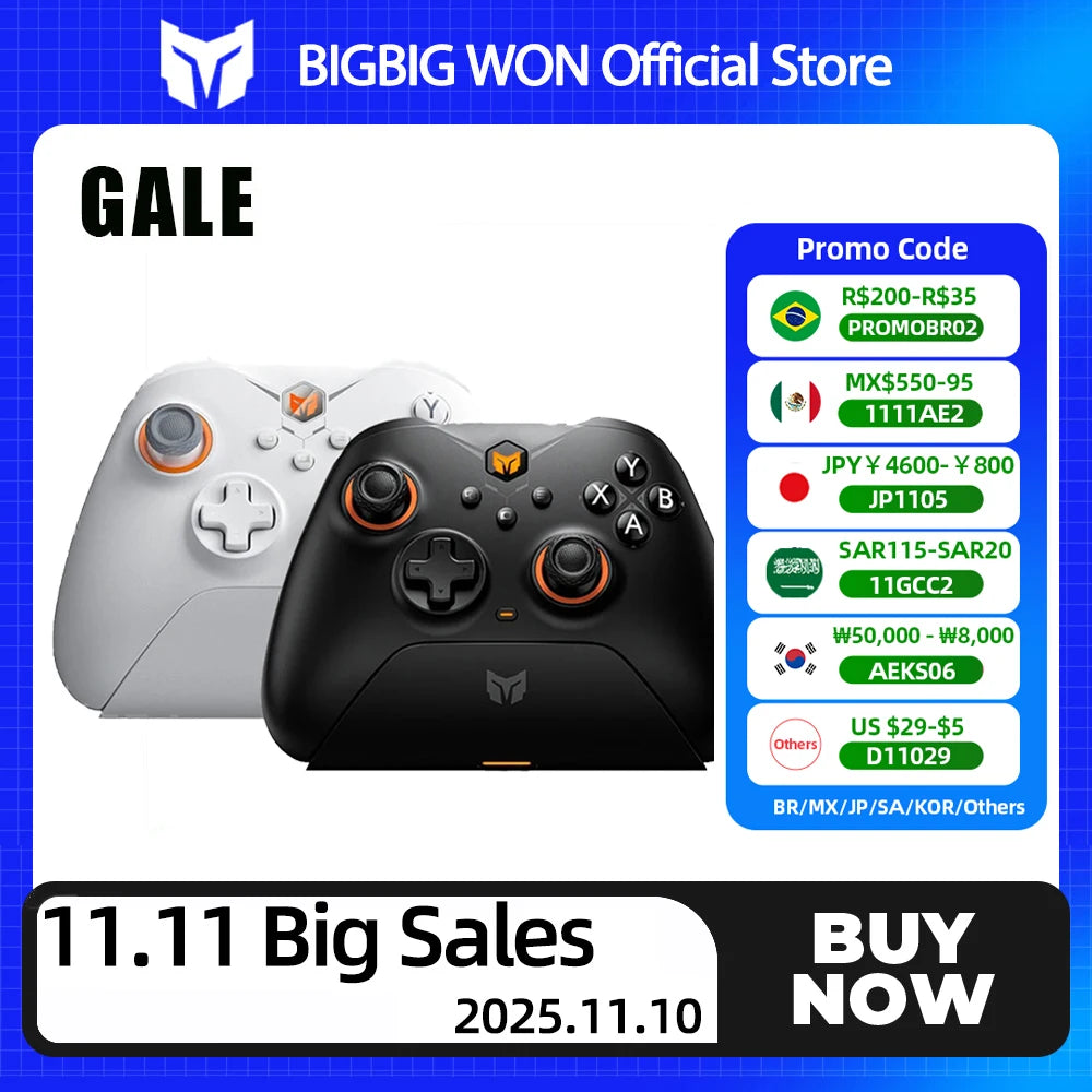BIGBIG WON Gale Wireless Controller Motion Gamepad Control Hall Joysticks&Triggers with Thumbstick App for Switch/PC/iOS/Android