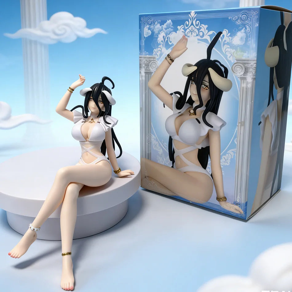 Overlord Albedo Anime Figure 16cm White Swimsuit Models Collection Ornaments Action Noodle Stopper Model PVC Collectible Toy
