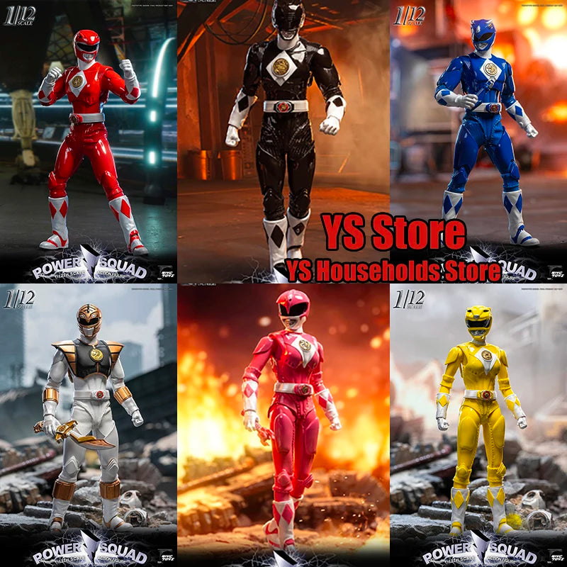 TOYS BATTALION Original TB020 1/12 Red White Black Green Pink Yellow Power Squads 6 Action Figures Delicate Model Collection