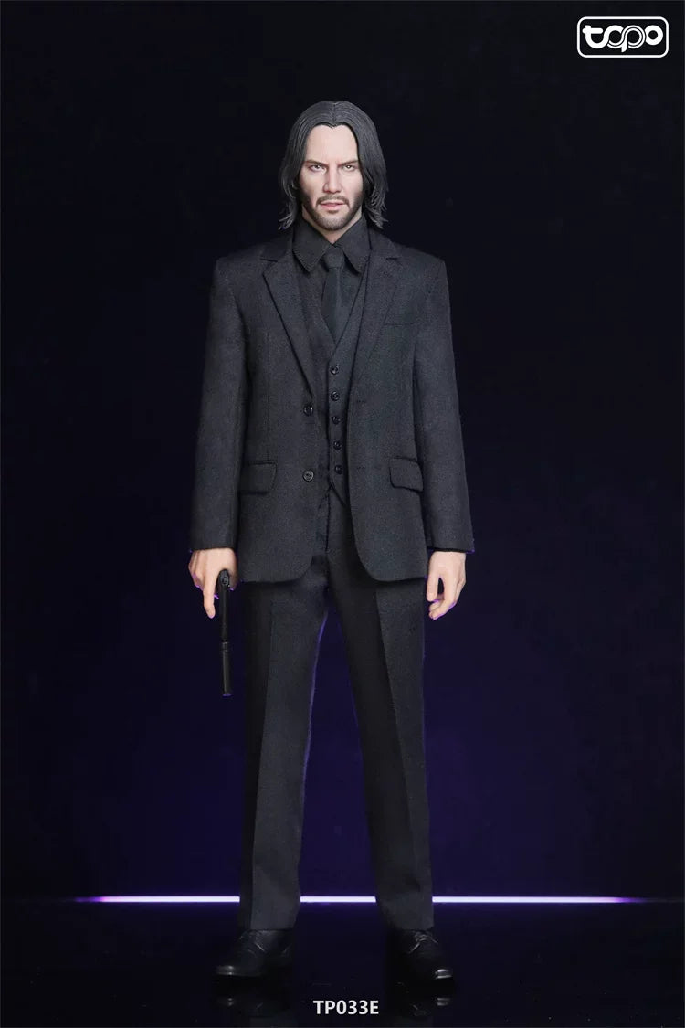 Genuine Topo Studio 1/6 Tp033 John Wick Black Basic Suit Set Action Figure Clothing Accessory For 12 Inch Male Soldier In Stock