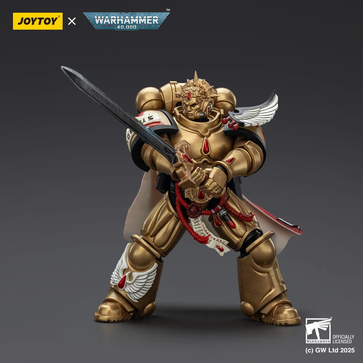 JOYTOY Warhammer 40K Action Figures Blood Angel Sanguinary Priest with Heavy Bolt Pistol Chainsword and Narthecium Power Fist