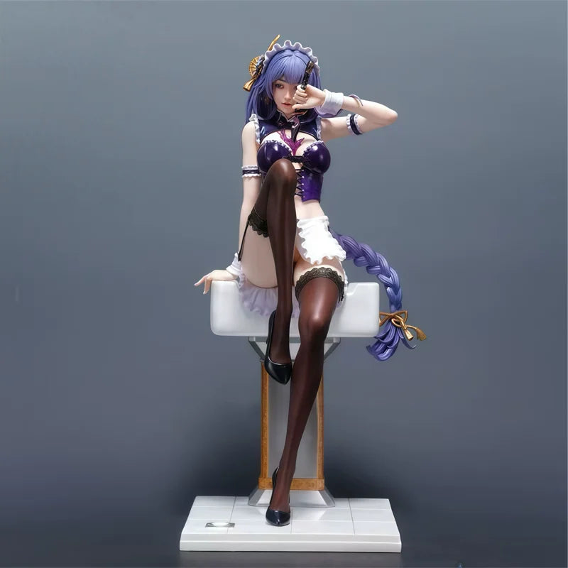 Genshin Impact Raiden Shogun Figure 42cm New Maid Outfit Anime Game Model Bathroom Display Decor For Anime Game Fans Collectors