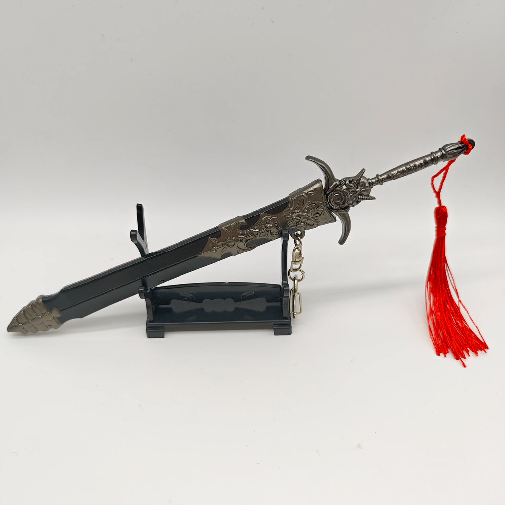 Devil May Cry 5 Spielperipheriegeräte Dantes Schwert der Rebellion Waffenmodell mit Scheide Legierung Handwerk Schlüsselanhänger Waffenornamente 22CM