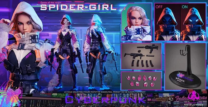 1/6 ELE9002 Cyber Spider Woman Gwen Action Figure Elephant Toys Movable Eyes + Light Eye Head Sculpture Movable Doll Model Toys
