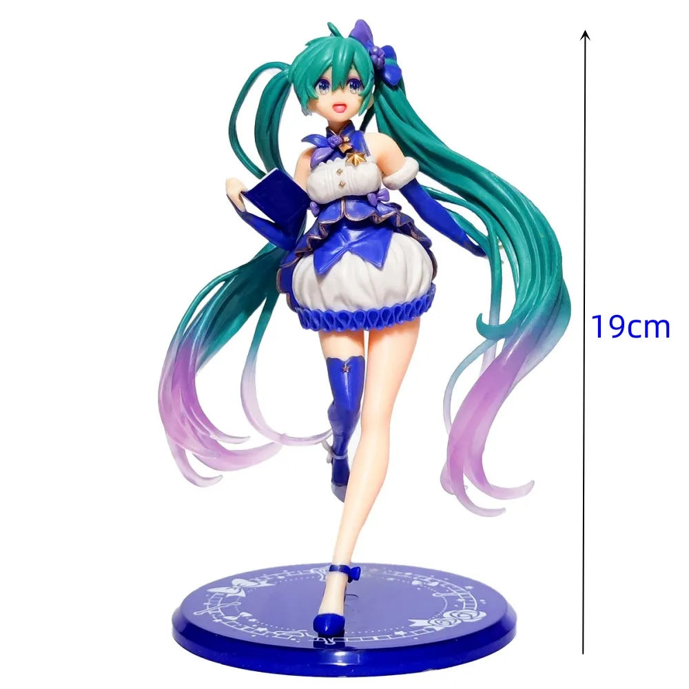 Neue Anime-Figur Hatsune Miku Virtual Singer Manga Figur Grün lange Haare rosa Rock Kawaii Mädchen PVC Actionfigur Modell Spielzeug