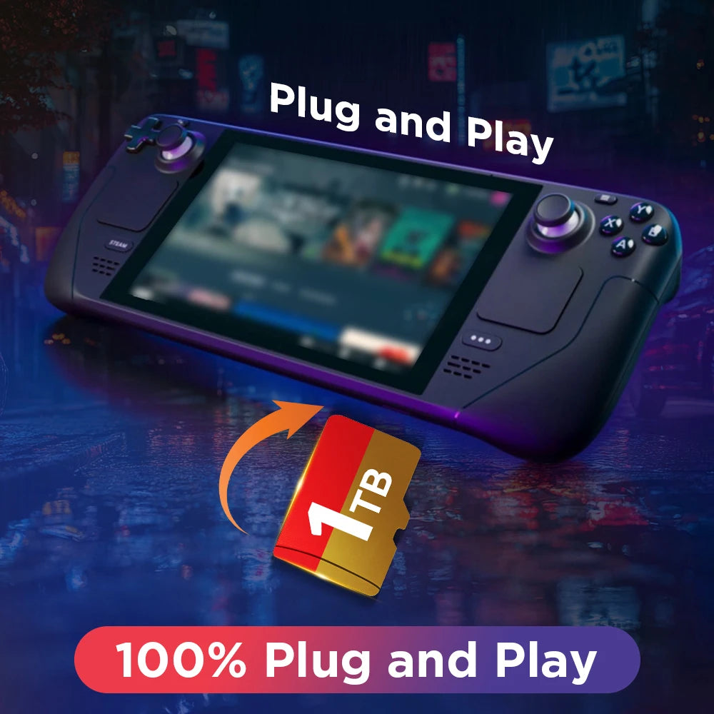 Game Card for Steam Deck with 61200+Retro Games for GDP WIN4/WIN600/Win PC&Handheld Gaming Card for PS3/PS2/PS1/WII/SNES/NES/N64