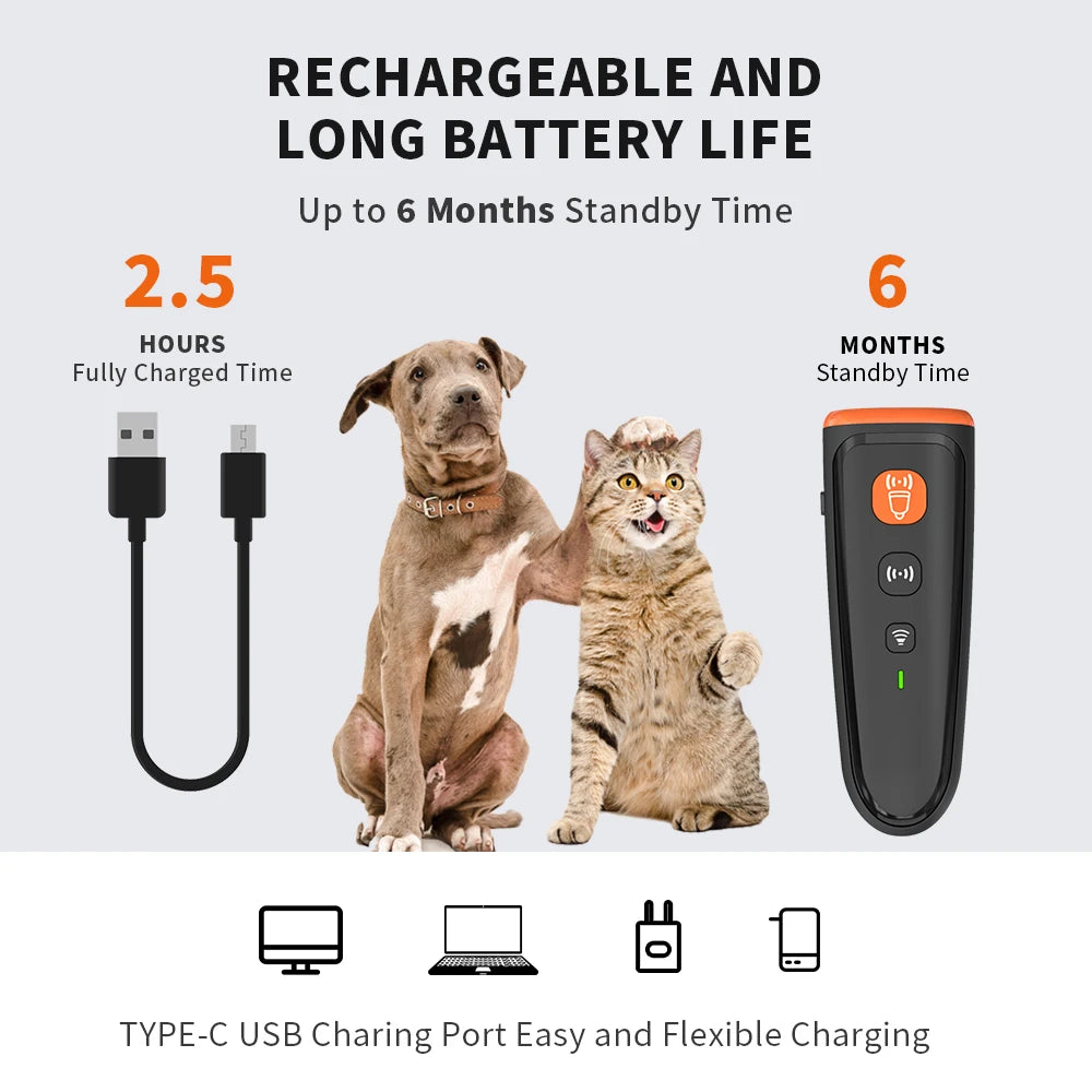 Electric Handheld Anti-barking Tool Stop Barking Ultrasonic LED Dog Training Device Waterproof Dog Trainer