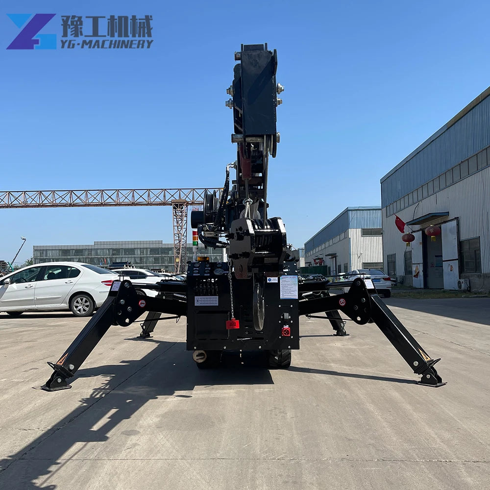 YG CE EPA 1 Tonne Mini-Spinnenkran 3 Tonnen Fernbedienung Spinnenraupenkran Heben von Glas 9m 12m Spinnenkran mit Fly Jib