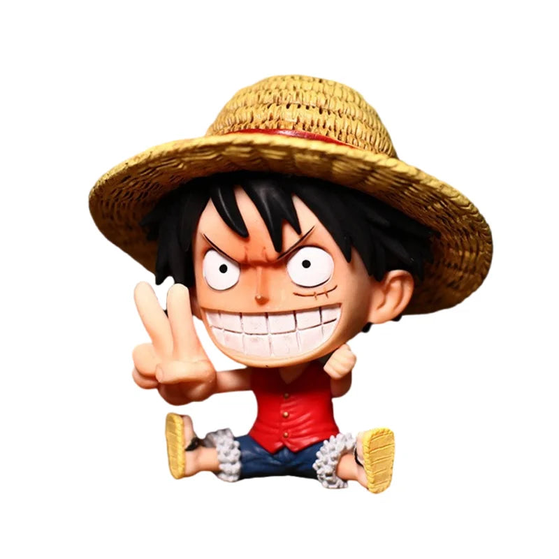 Hot 8-10cm One Piece Anime Figure Confident Smiley Luffy Roronoa Zoro Q-Version Action Figurine PVC Model Kids Toy For Christmas