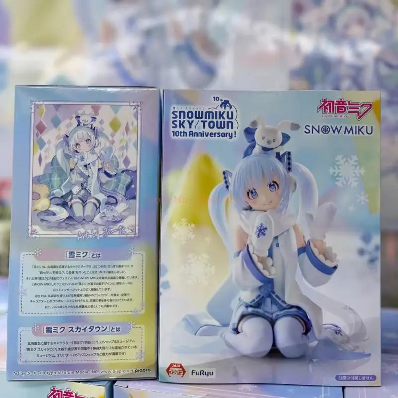 In Stock Genuine Furyu Hatsune Miku Snow Miku Sky Towm 10th Anniversary！Limited Edition Noodle Stoppe Model Toy Snow Miku Toy
