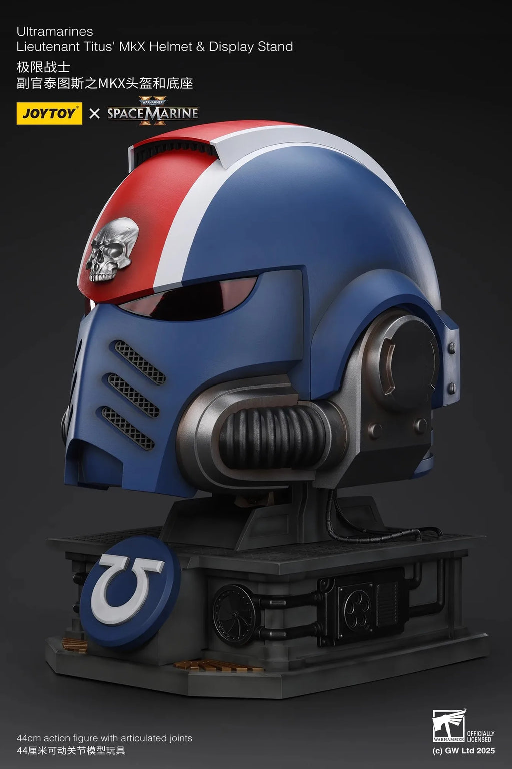 JOYTOY Warhammer 40K 1/1 Ultramarines Lieutenant Titus' MKX Helmet & Display Stand Action Figure Model Wearable Helmet