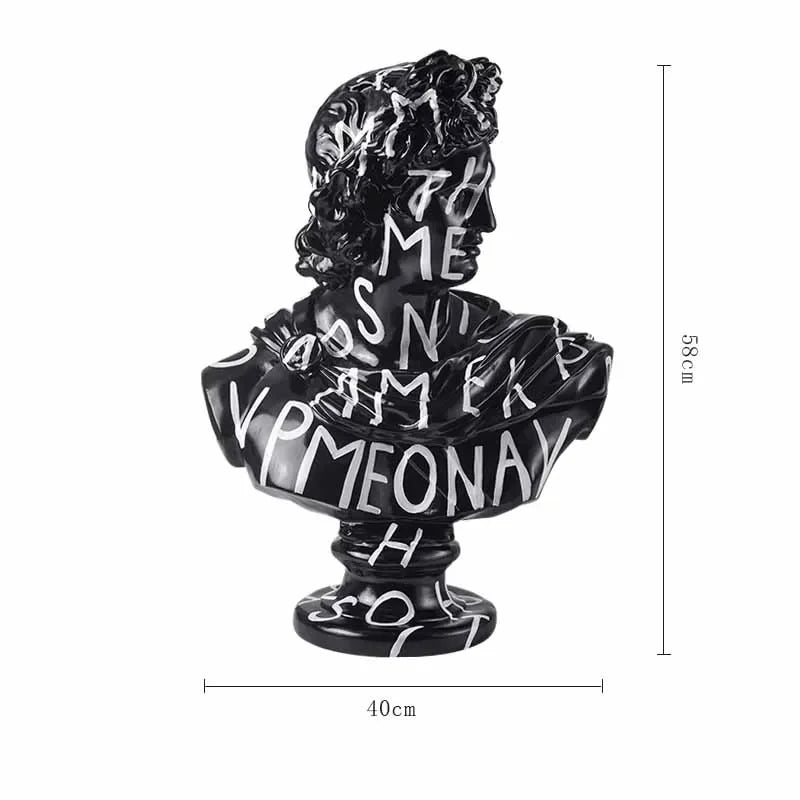 75CM David Bust Head Portraits Figurines Sculpture Michelangelo Resin Apollo Statue Nordic Decor Large Size Graffiti Art Crafts