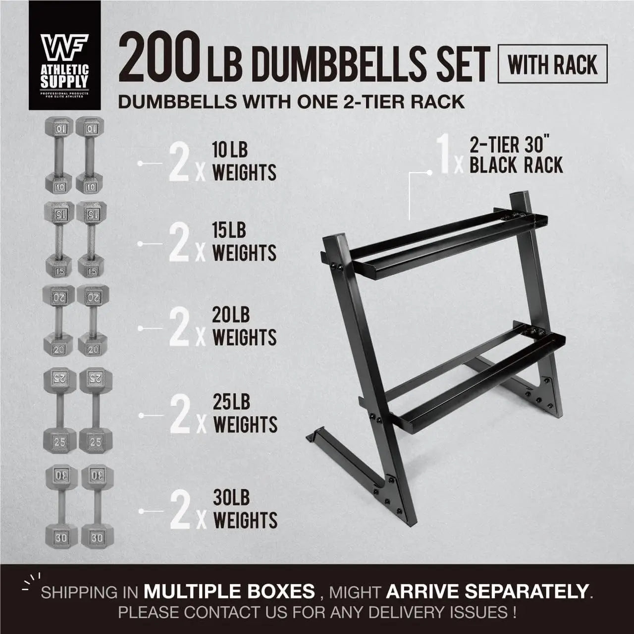 200Lb Dumbbell Set 10 30Lb Dumbbell Set with Two Tier Storage Rack for Muscle Toning Strength Building Weight Loss Multiple Choi