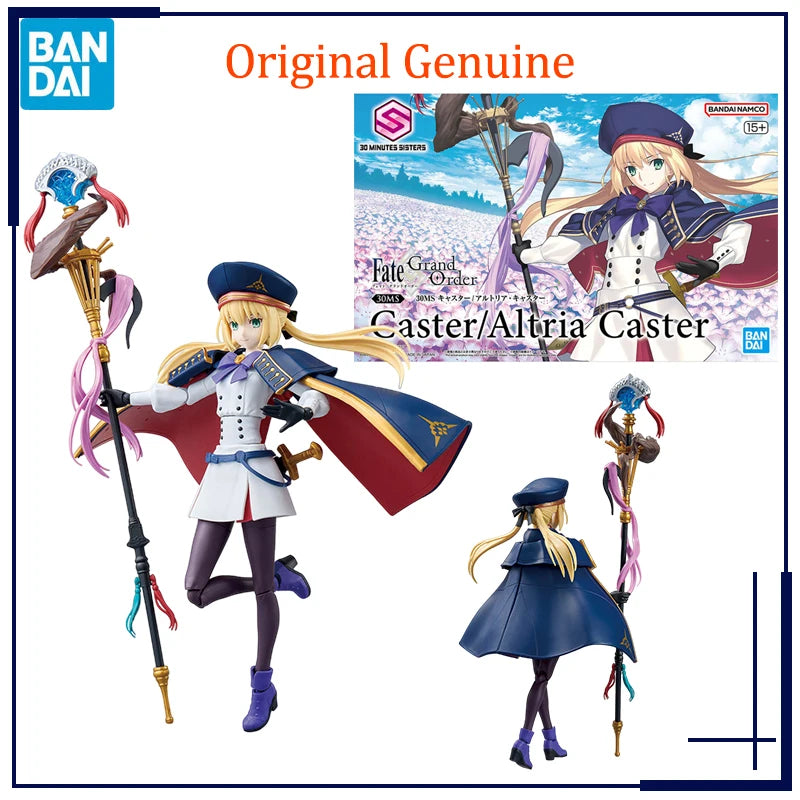Original Genuine Bandai Anime 30MS Fate/Grand Order Caster/Altria Caster Assembly Model Toys Action Figure Gifts Collectible Kid