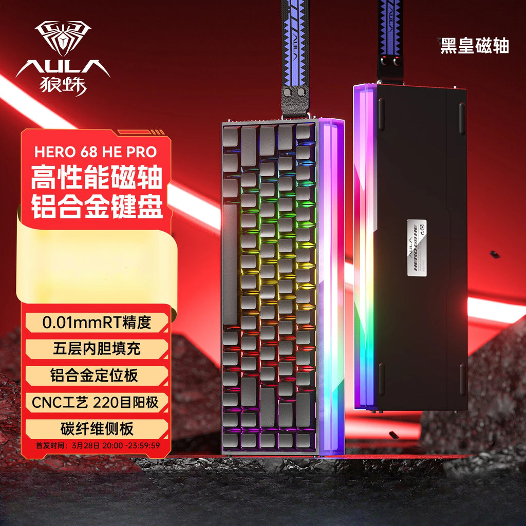 AULA Hero 68HE Mechanische Tastatur mit Magnetschalter, E-Sport, 8K RGB, Hot-Swap, kabelgebunden, PC-Gaming, individuelle Tastatur, Zubehör, Geschenke