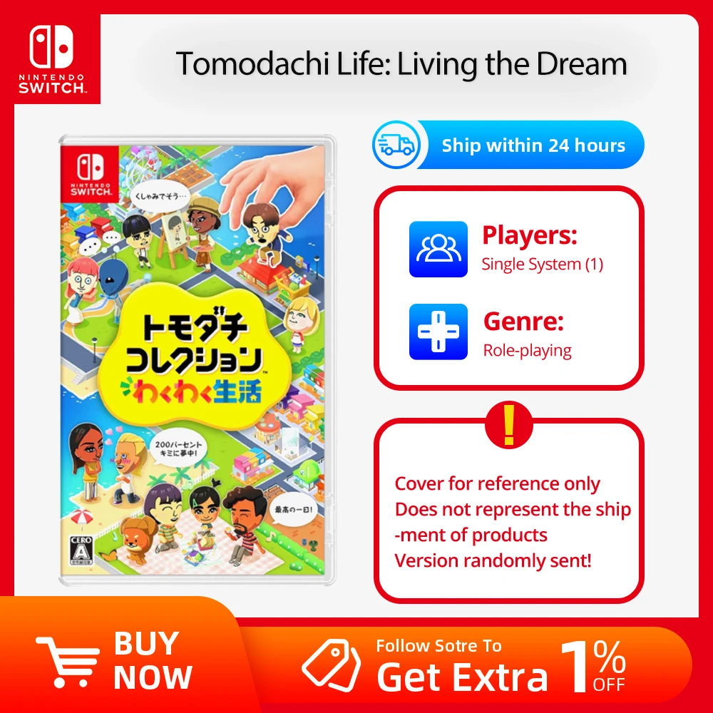 Tomodachi Life™ Living the Dream -Nintendo Switch Game Deals - Solid Game Cassette Support For Multiple Languages