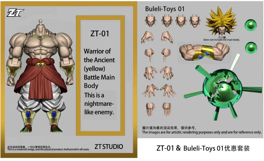 ZT Studio Ancient Warrior Broly Green Yellow Long Hair 1/12 Action Figure Anime Character Figure Collection