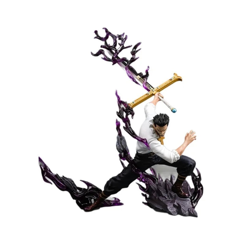 One Piece 30cm/11.81 Inches Tianhui Dracule Mihawk Anime Figure Pvc Statue Desktop & Room Ornament Collectible Model Toy Gift