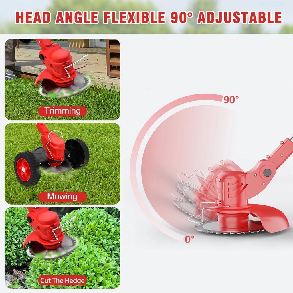 21 V Akku-Unkrautstecher, elektrischer Rasentrimmer, 3-in-1-Bürste mit Rädern, 24 V Lithium-Ionen-Kantenschneider und Trimmer für Rasen und Garten