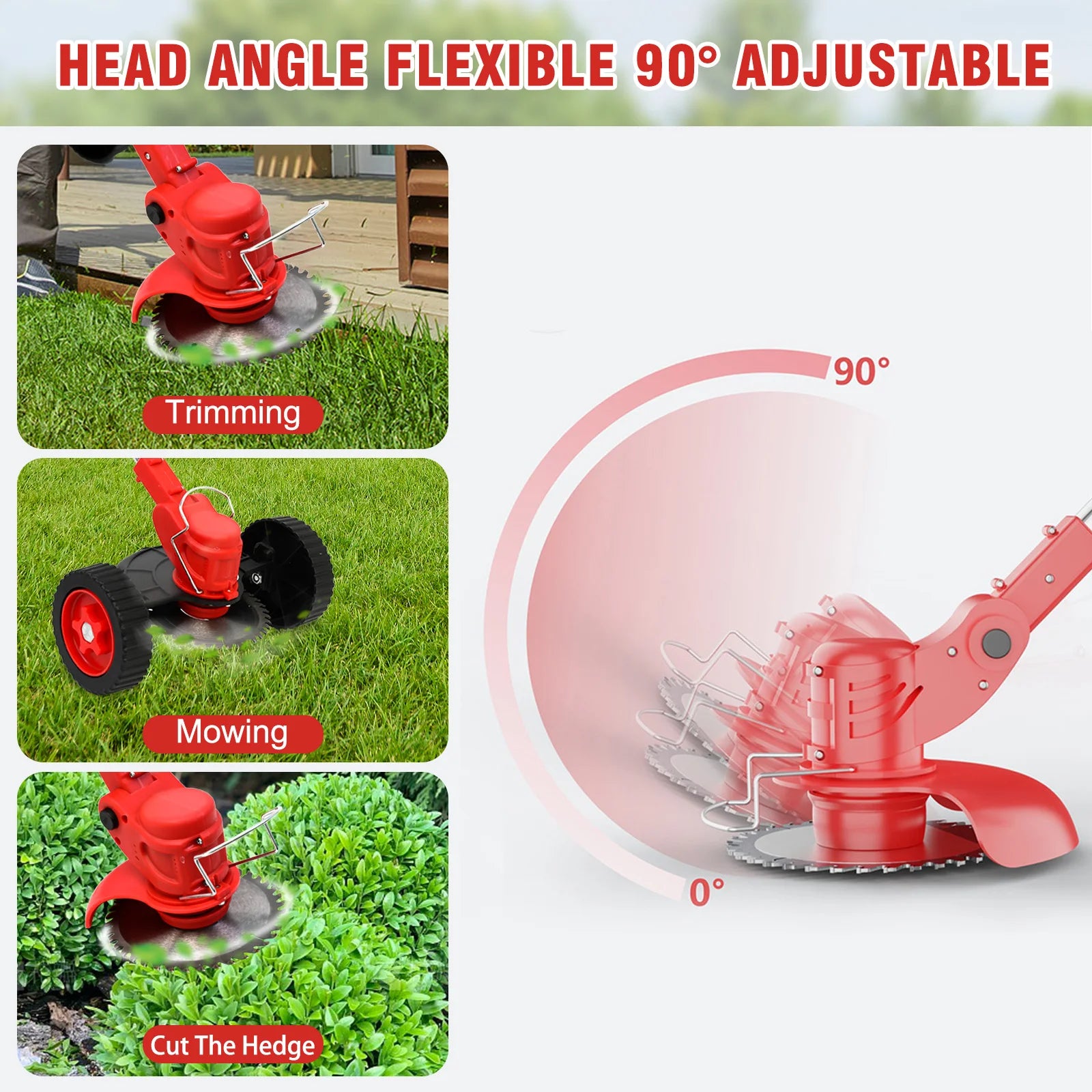 21 V Akku-Unkrautstecher, elektrischer Rasentrimmer, 3-in-1-Bürste mit Rädern, 24 V Lithium-Ionen-Kantenschneider und Trimmer für Rasen und Garten