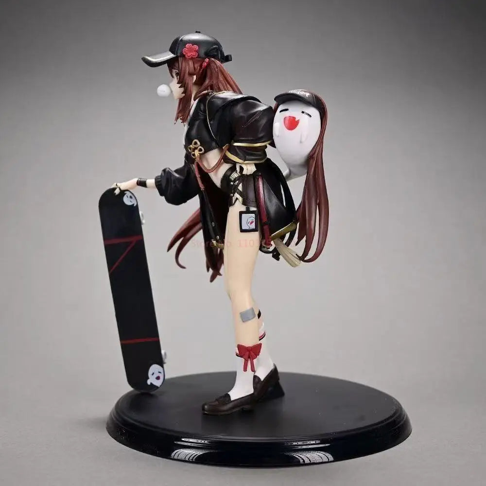 Hot Anime Genshin Impact Figures Gk Hu Tao Action Figures Skateboarding Trendy Clothes Pvc Model Collection Toys Birthday Gifts