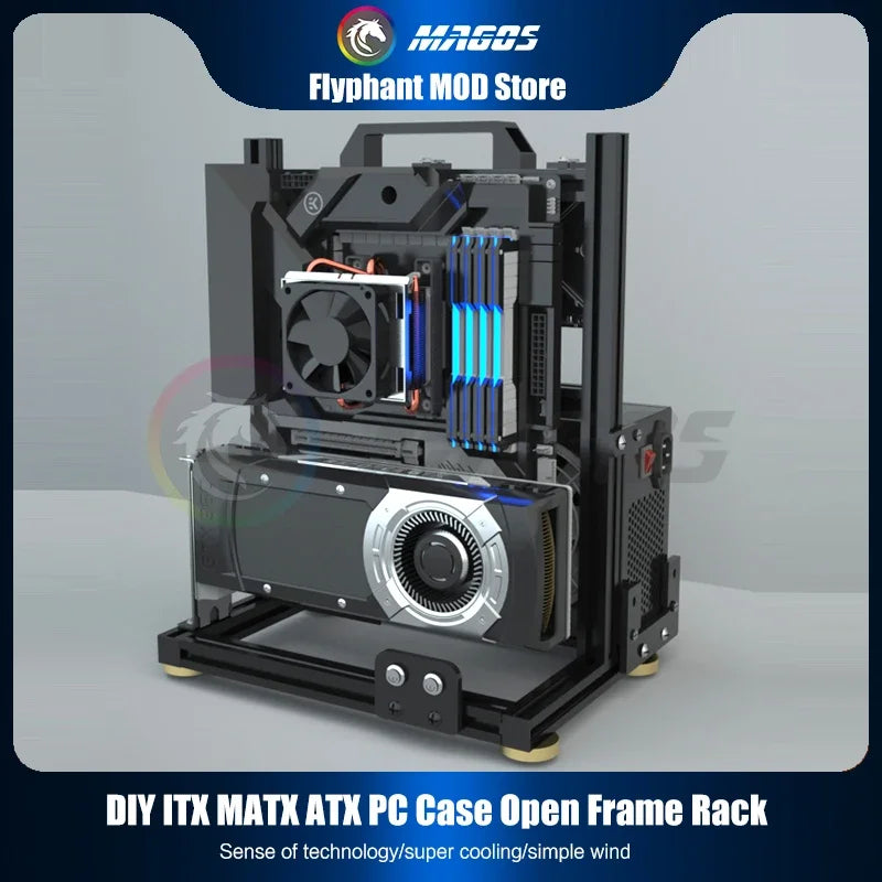 DIY Gamer-Gehäuse ITX MATX ATX-Gehäuse, Computergehäuse, offene Fallstudie, MOD-Wasserkühlung, Desktop-Gaming-PC-Gehäuse